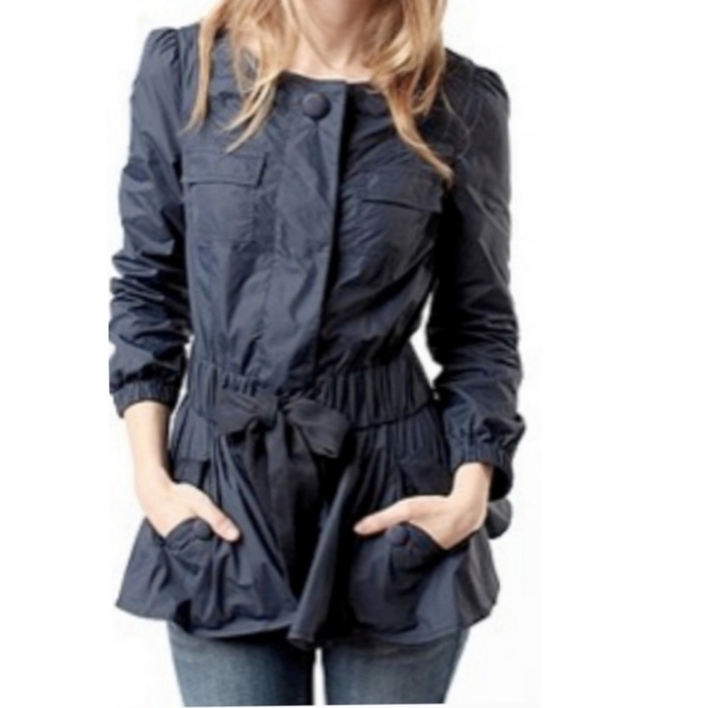 Kimchi Blue Size Small Blue Raincoat Women or Juniors 3/4 sleeve cinched waist